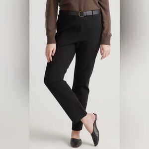 NWT Quince Ultra-Stretch Ponte Straight Leg 4-Pocket Pants Black Medium Petite